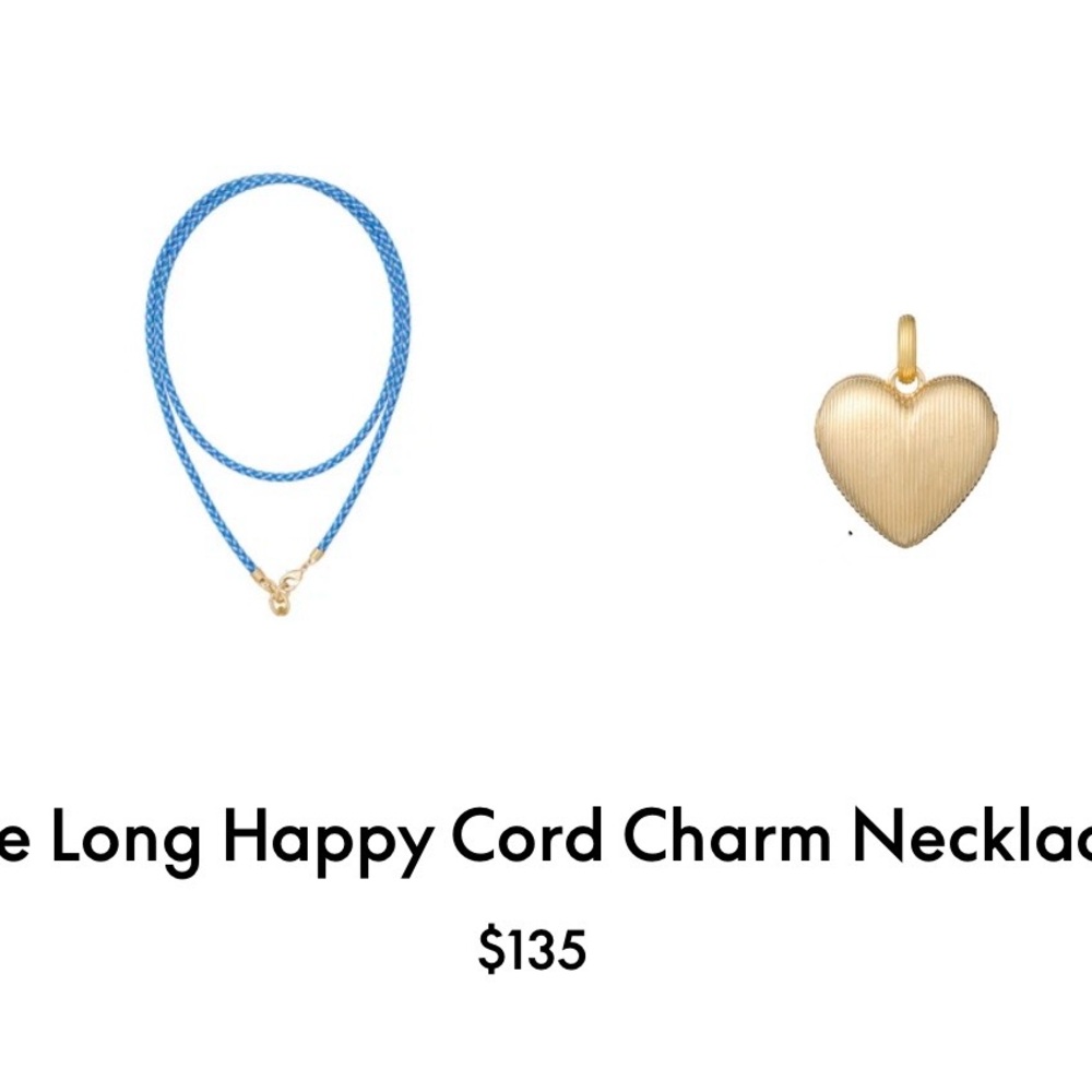 ROXANNE ASSOULIN The Long Happy Cord Charm Necklace Denim &  Florentine heart - Picture 2 of 7